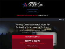 Tablet Screenshot of americangeneratorsmi.com